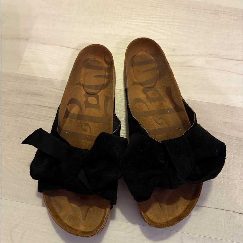 Mad Love Black Bow Slide Sandals